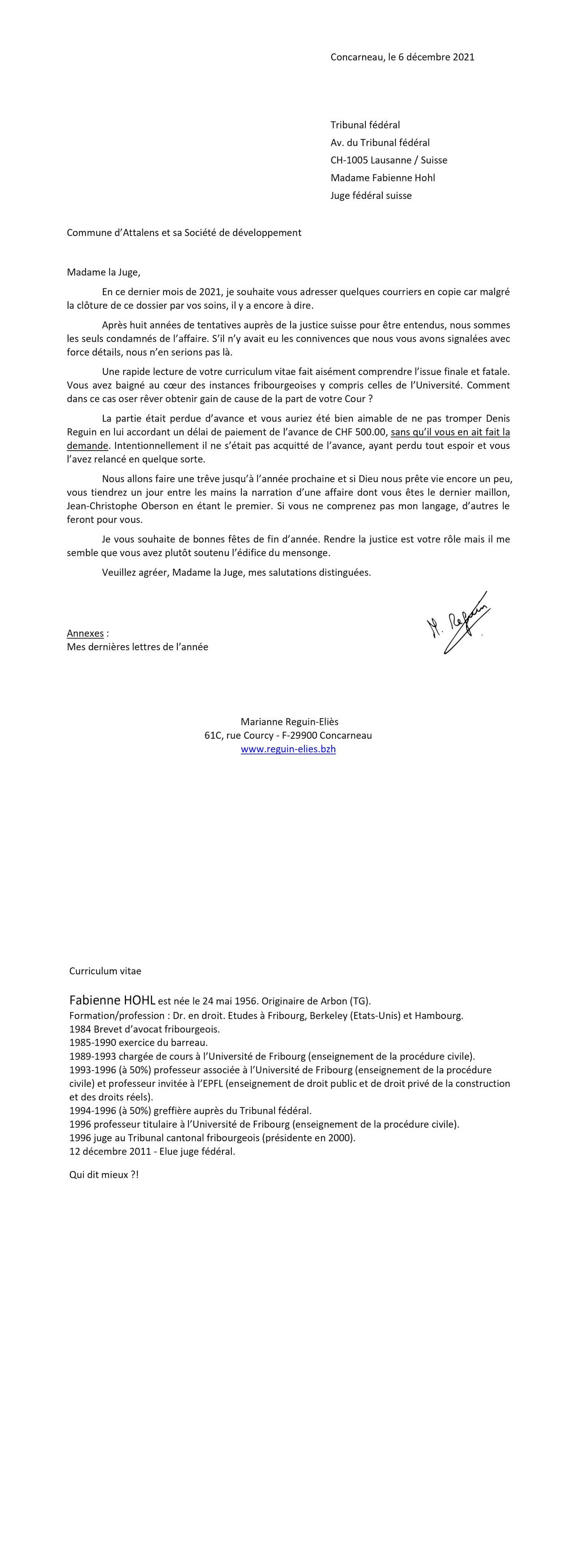 Lettre Hohl
